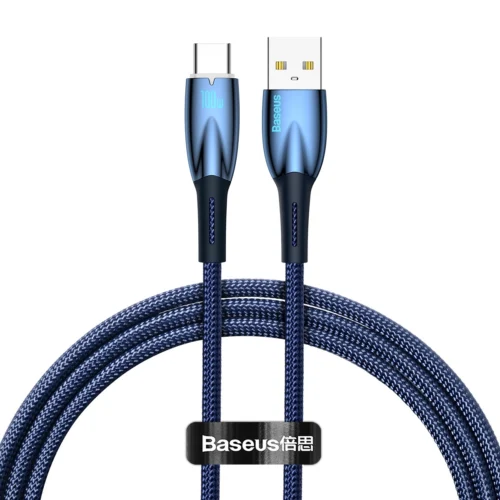 Baseus Glimmer Series kabel do szybkiego ładowania USB-A – USB-C 100W 480Mb/s 1m niebieski