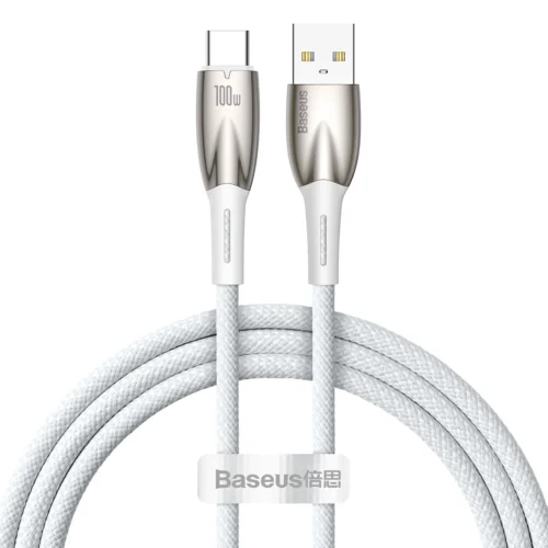 Baseus Glimmer Series kabel do szybkiego ładowania USB-A – USB-C 100W 480Mb/s 1m biały