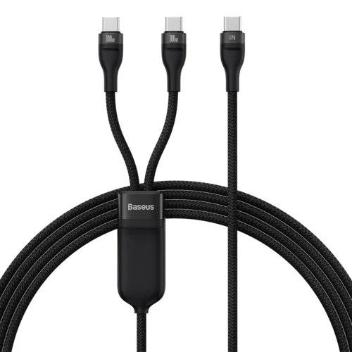 Baseus Flash Series Ⅱ kabel do szybkiego ładowania 2w1 USB-C – 2xUSB-C 100W 1.5m czarny