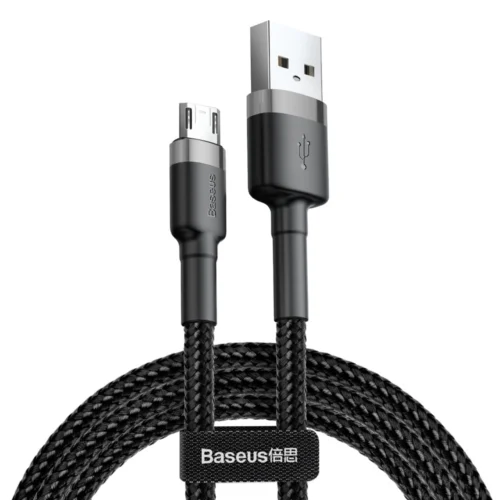 Baseus Cafule Cable wytrzymały nylonowy kabel przewód USB / micro USB 1.5A 2M czarno-szary (CAMKLF-CG1)