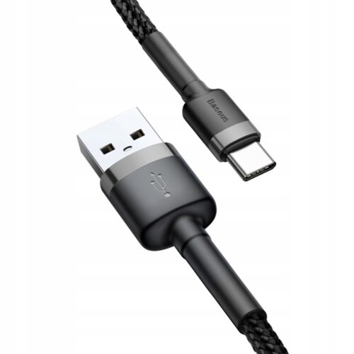 Baseus kabel nylonowy przewód USB / USB-C 2M czarno-szary bardzo wytrzymały